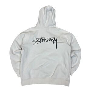 Stussy Off-White Hoodie with Black Signature